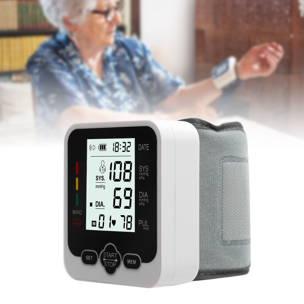 Automatic Voice Broadcast Wrist Blood Pressure Monitor LCD Screen Blood Pressure Detector