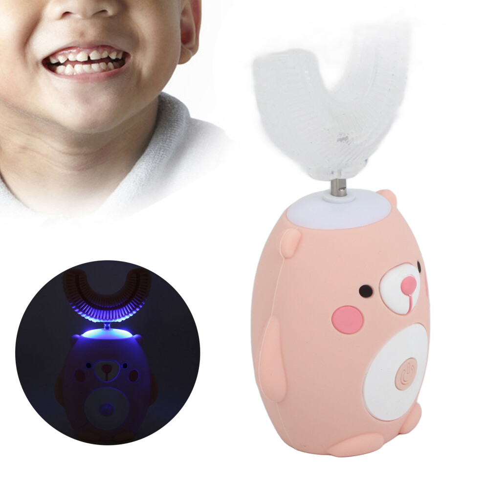 Cute Cartoon Bear Pattern U Shaped Automatic Toothbrush Electric Children Kids ToothbrushPink