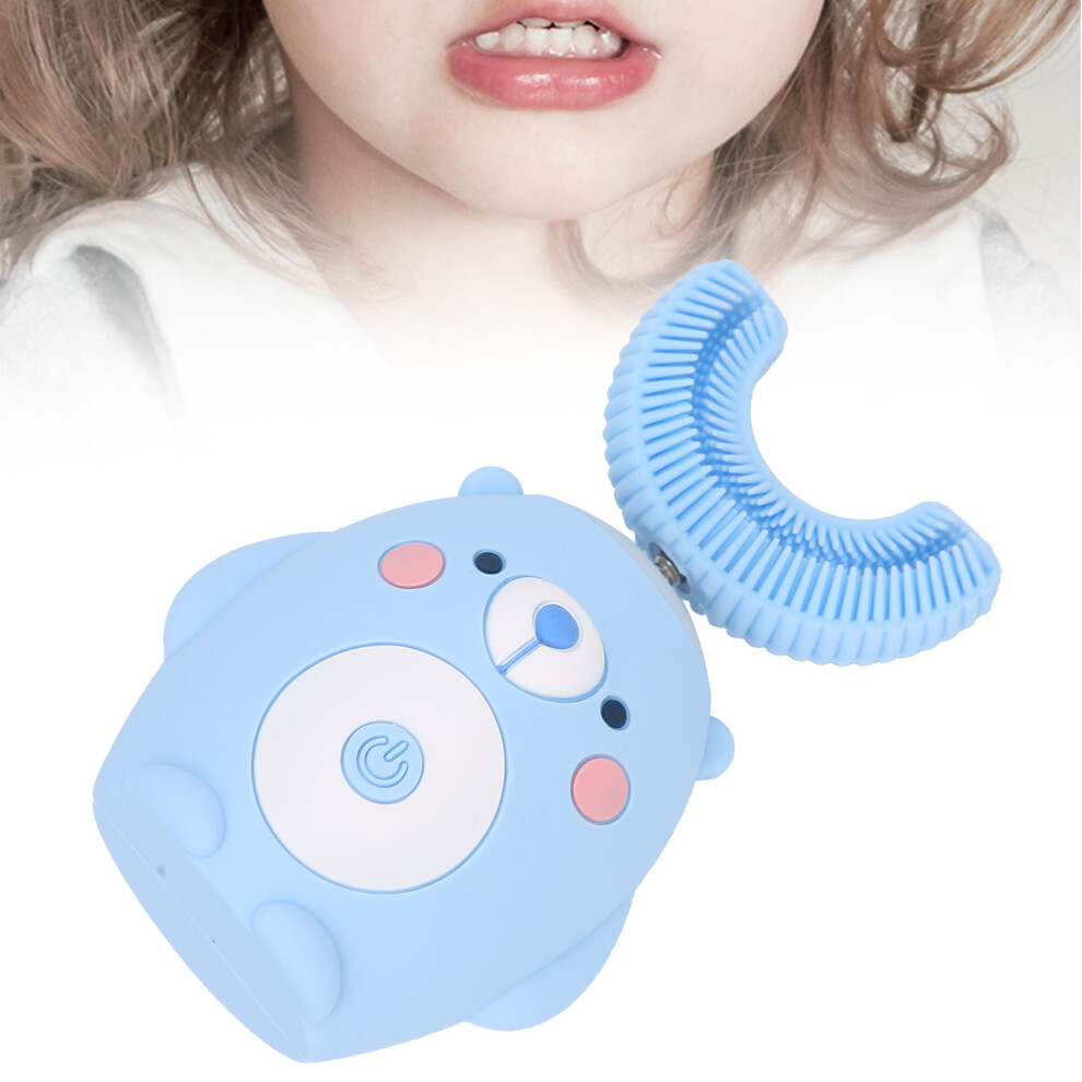 Cute Cartoon Bear Pattern U Shaped Automatic Toothbrush Electric Children Kids ToothbrushBlue