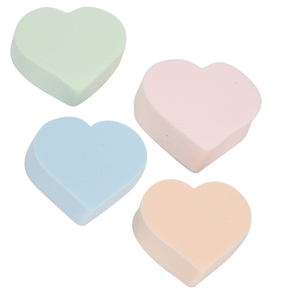 4Pcs Makeup Sponge Soft Heart Shape Wet Dry Use Powder Blush Foundation Blender Sponge