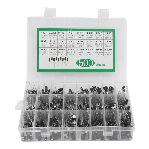 Nero 500 pezzi kit di scatole assortite 0,1-1000 µF 1