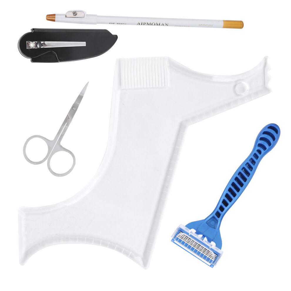 Beard Shaping Tool Set Beard Shaping Template Folding Comb Scissors Beard Grooming Set