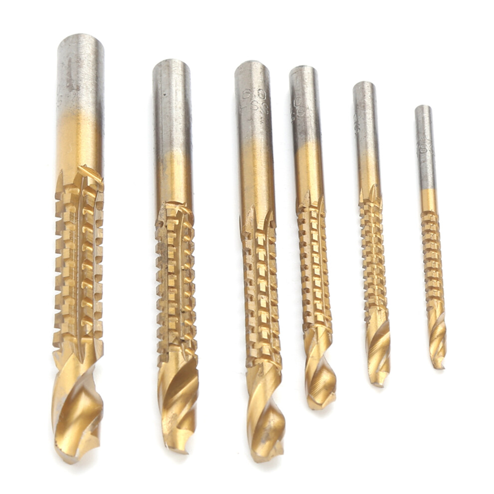6Pcs Sawtooth Drill Bit Twist Hand Electric Woodworking Saw Drill Allin1 Punching Hole Tool 4931322885074
