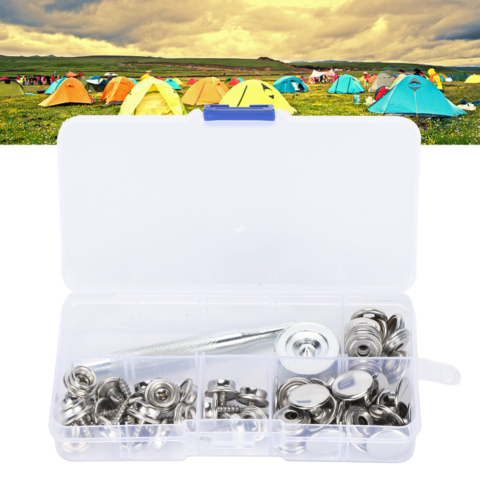 62Pcs Screw Rivet Button Stainless Steel Selftapping Snap Fastener With Mounting Tool 10Mm 9421322887901