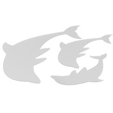 Adesivo da parete a forma di delfino - Specchio, Argento, 41 g