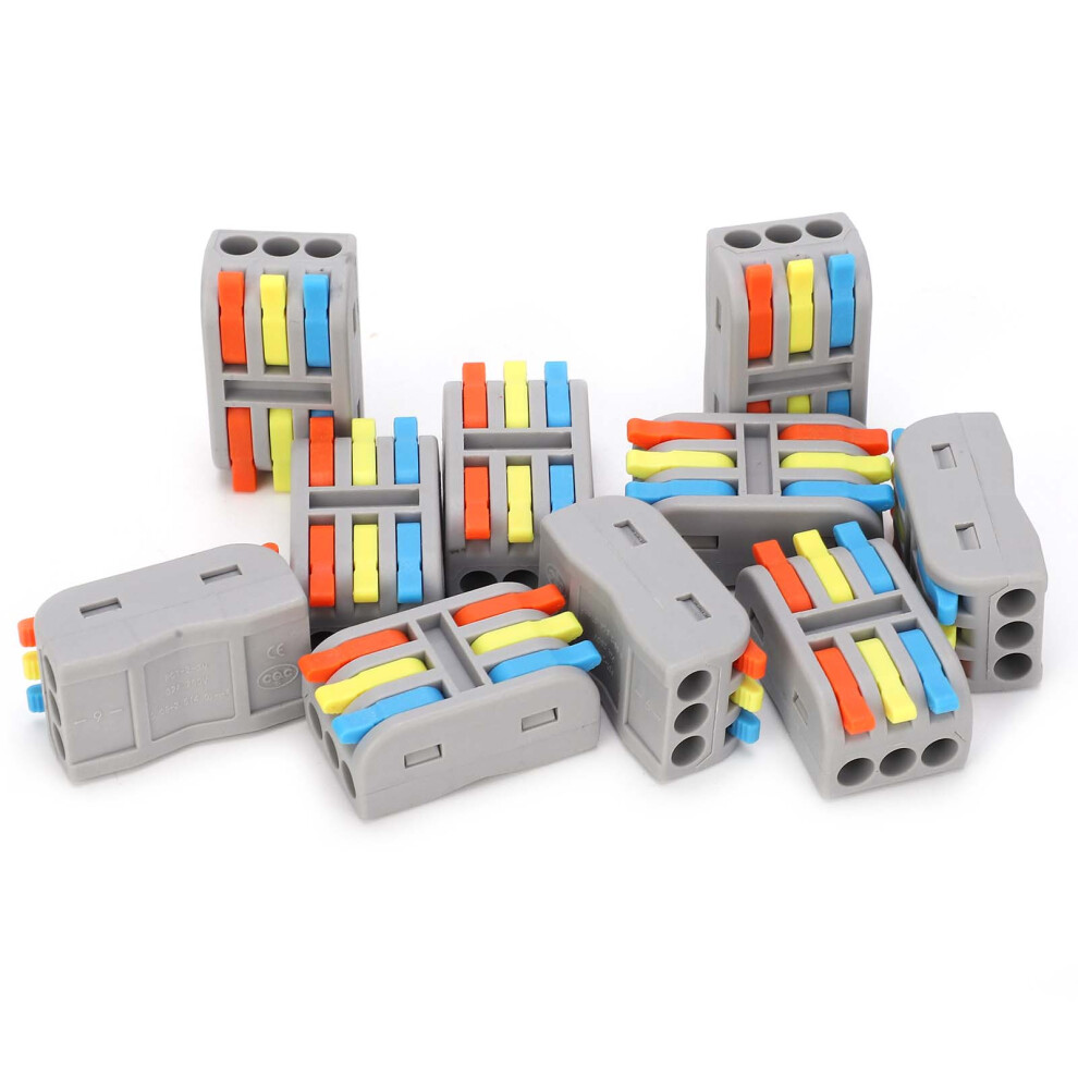 10Pcs Wire Conductor Connector Mini Levernut 3In3out Fast Lighting Terminal Block 5011322890397