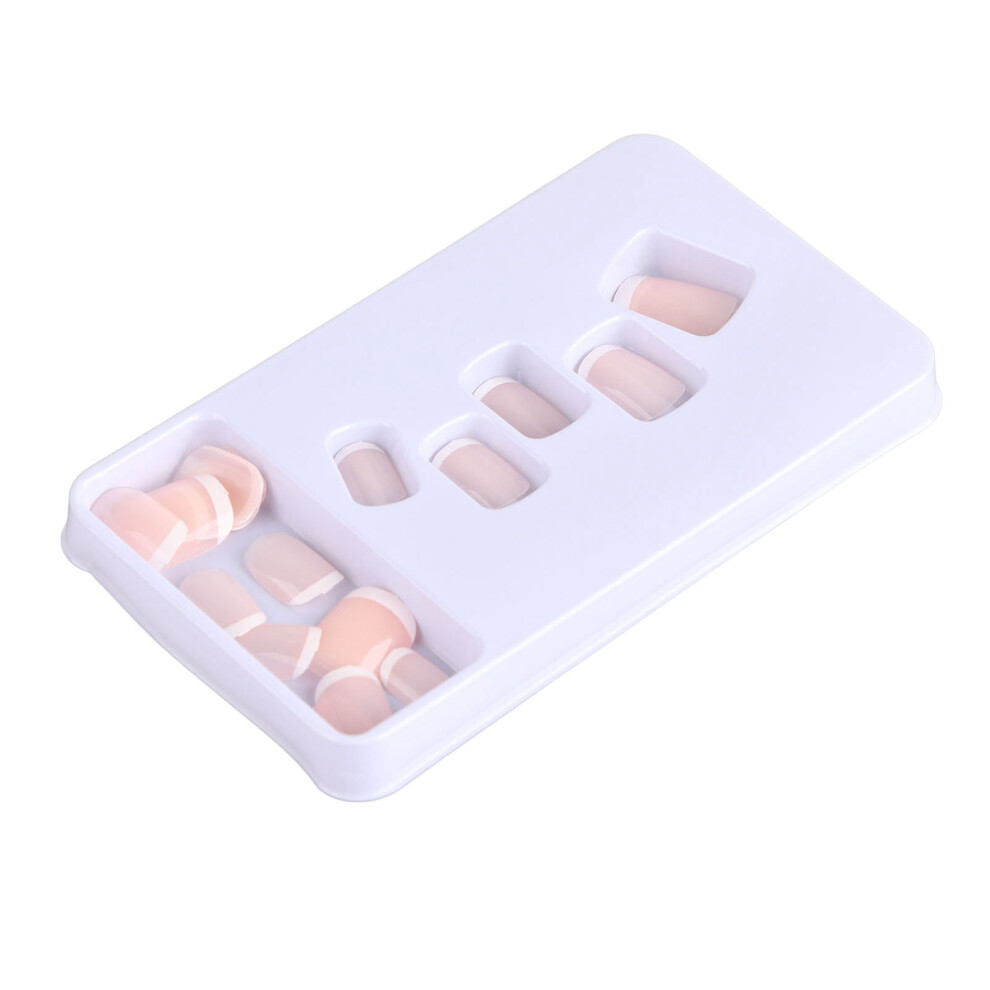 24PCS French Nude Nails Short Press Full Cover Ballerina Artificial Nail Tips for Daily DIY Salon