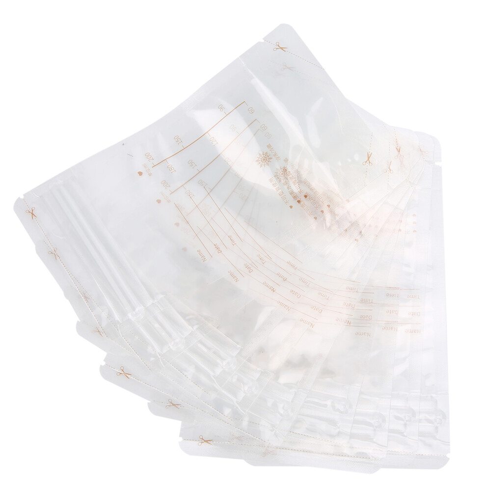 10PCS Breastmilk Storage Bags Storing PreSterilized Freezing Double Zipper Seal Bags 200ML