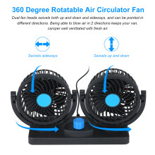 Ventola USB a doppia testina da 12 V 6,5 W 271510 cm blu