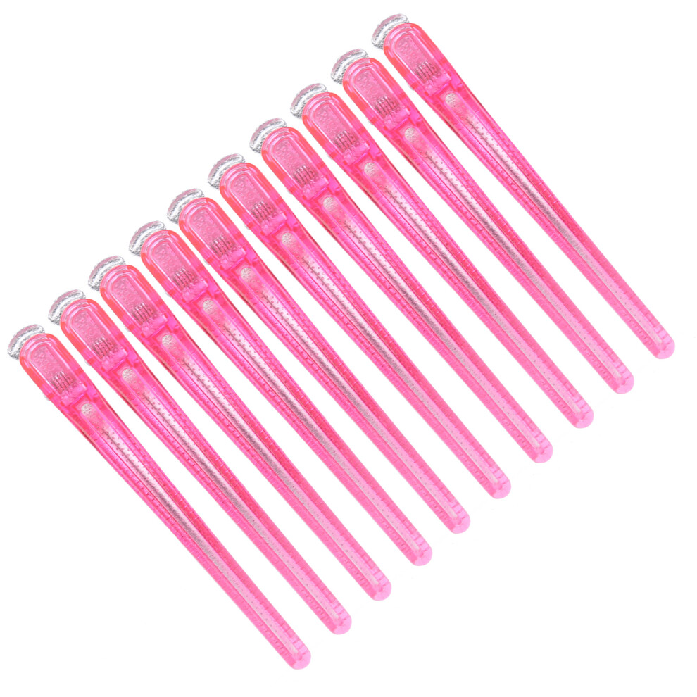 Unisex Red 10Pcs Salon Nonslip Styling Sectioning Clip Portable Duckbill Hair Clip Hairdressing Tool(Rose )