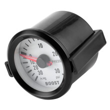Universal Boost Pointer Gauge Vacuum Pressure Meter 0‑30PSI 12V Blue LED Dial 52mm Dia for Cars Motors