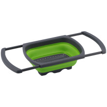 Folding Drain Basket Retractable Fruit Vegetable Washing Draining Basket for Home Kitchen UseGreen