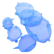 6 pièces de couvercles hermétiques en silicone bleus de 20/15,5/9 cm