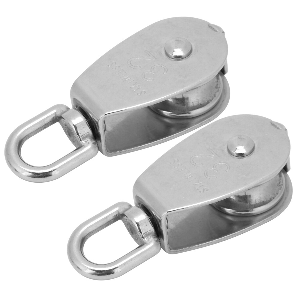 2Pcs Cable Single Pulley Block Stainless Steel Hanging Wire Towing Lifting Rope Wheel 7671322908027