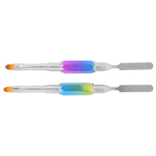 2 pièces Pinceau Gel UV à double extrémité et piqueur, 14 cm, acier