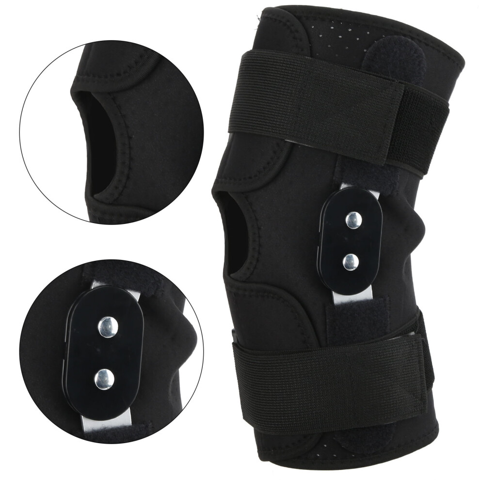 Hinged Knee Brace Support Adjustable Knee Joint Pads with Strap for Basketball Pain ReliefL