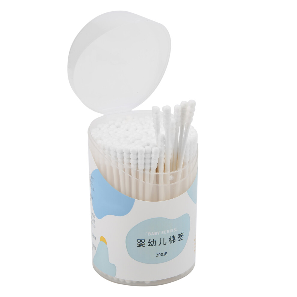 200Pcs Baby Cotton Swab Double Head Disposable Ear Nose Cleaning Cotton Buds for Kids