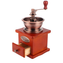 Mini moulin à main vintage à manivelle en pin 2-3 tasses