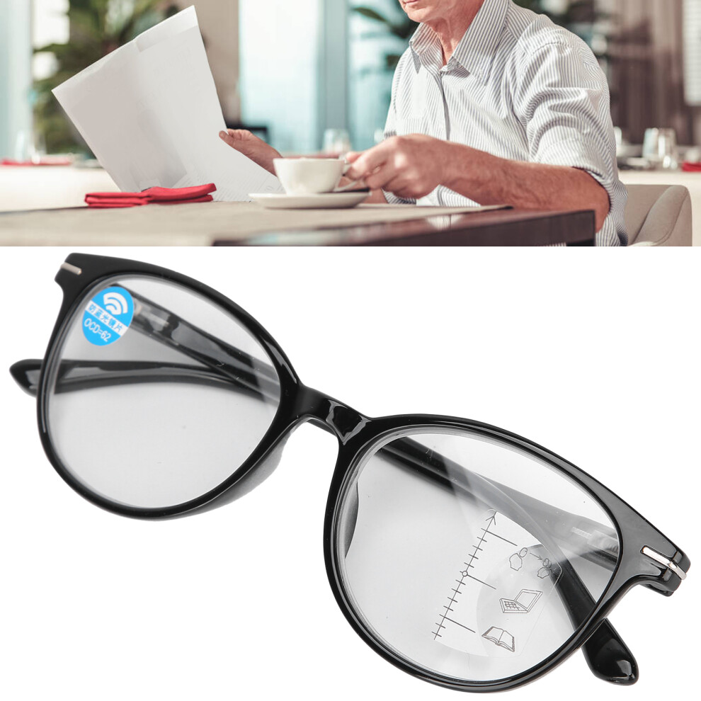 Black/Blue/Light Blocking Multifocal Reading Glasses Simple Presbyopic Glasses For Elderly(+100 )