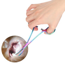 Pinze per peli delle orecchie di animali domestici, in acciaio inossidabile, colorate, 14 cm