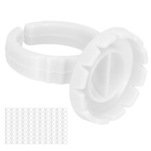 100pcs Disposable Eyelash Glue Ring Cup Eyelash Extension Glue Holder AccessoryWhite