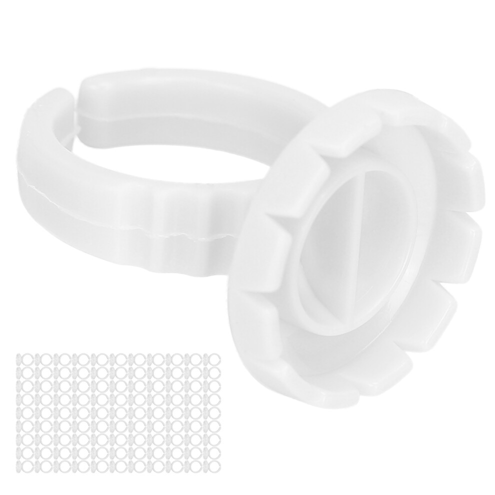 100pcs Disposable Eyelash Glue Ring Cup Eyelash Extension Glue Holder AccessoryWhite