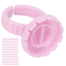 100pcs Disposable Eyelash Glue Ring Cup Eyelash Extension Glue Holder AccessoryPink