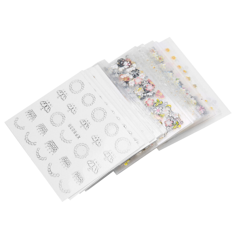 50 Sheets Nail Art Stickers Self Adhesive Flower Luxury Decorations DIY Stylish Nail Decals