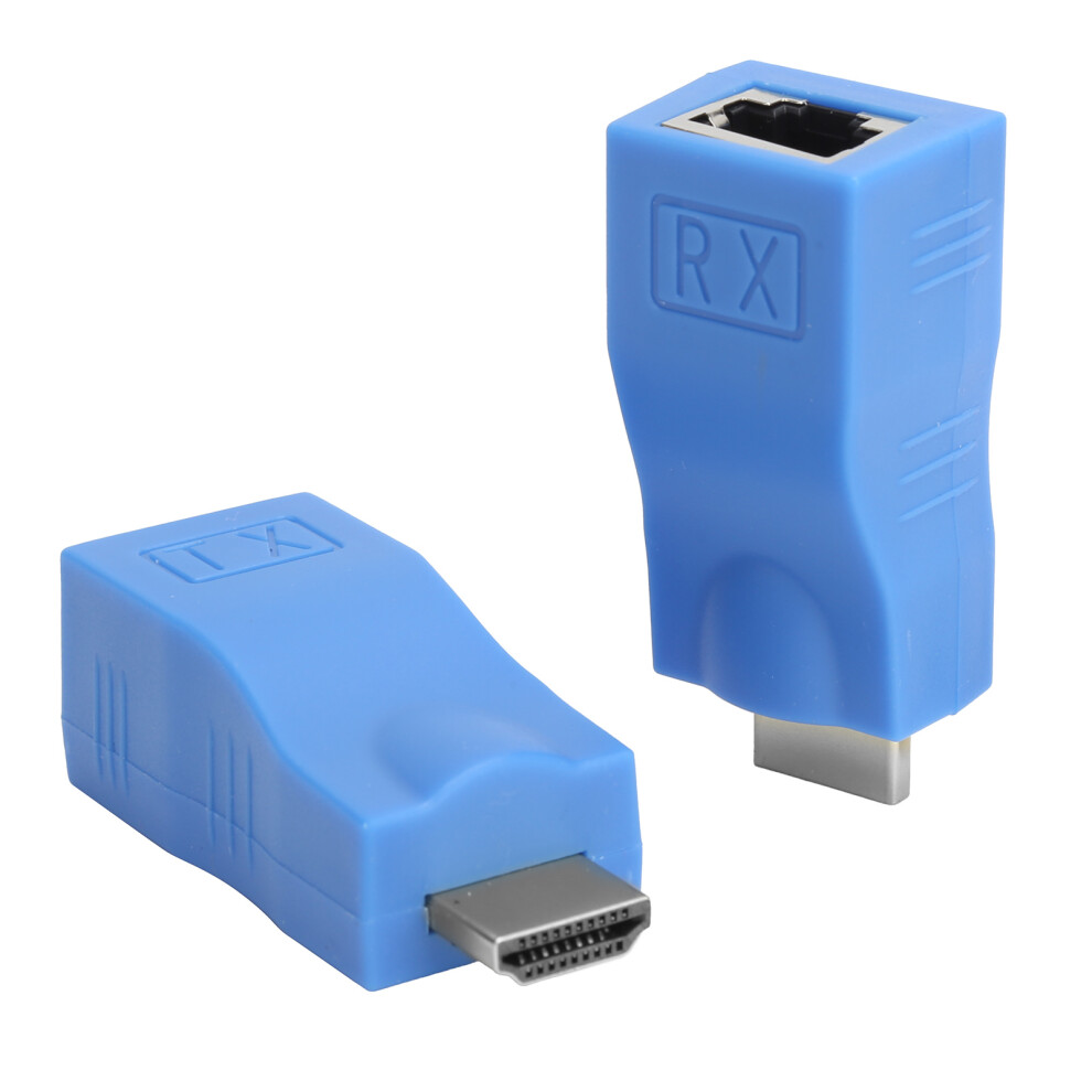Signal Adapter Hd Multimedia Interface Male To Rj45 Female Signal Extender Transmitter Receiver Adapter Blue 9341322924508