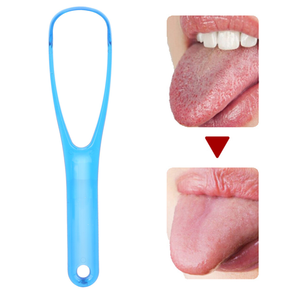 Portable Tongue Scraper Mouth Hygiene Tongue Coating Cleaning Brush Oral Care ToolBlue