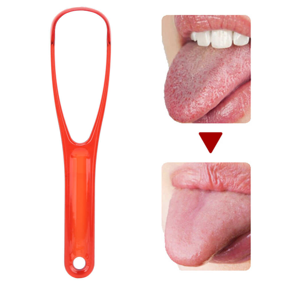 Portable Tongue Scraper Mouth Hygiene Tongue Coating Cleaning Brush Oral Care ToolRed
