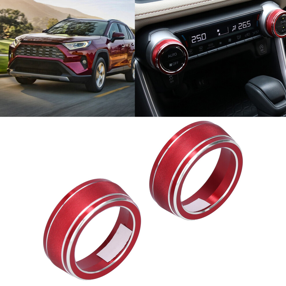 2Pcs Air Conditioning Audio Switch Knob Rings Trims Decoration Fit For Rav4 2020 Red 3401322928220