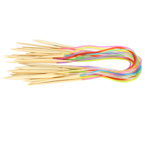 Set di 18 aghi circolari in bambù colorati da 60 cm 1