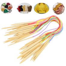 18Pcs Circular Needle DoublePoint Bamboo Color Flexible Tube Connection Knitting Tool Set(60cm )
