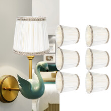 6 pièces d'abat-jour en tissu pour douille E14 beige, 10,5/13,3 cm