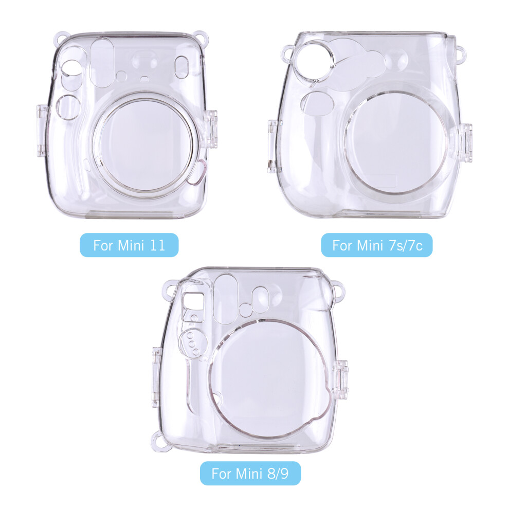 Instant Camera Transparent Protection Case with Rainbow Lanyard Replacement for Fujifilm Instax Mini 8/9