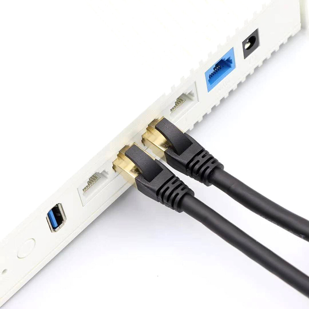 Cat8 Ethernet Cable High Speed Network Cable 40Gbps 2000Mhz/ Shielded Twisted Pair/ Plated Rj45 Interface 3M Gold/Black 7611322940023