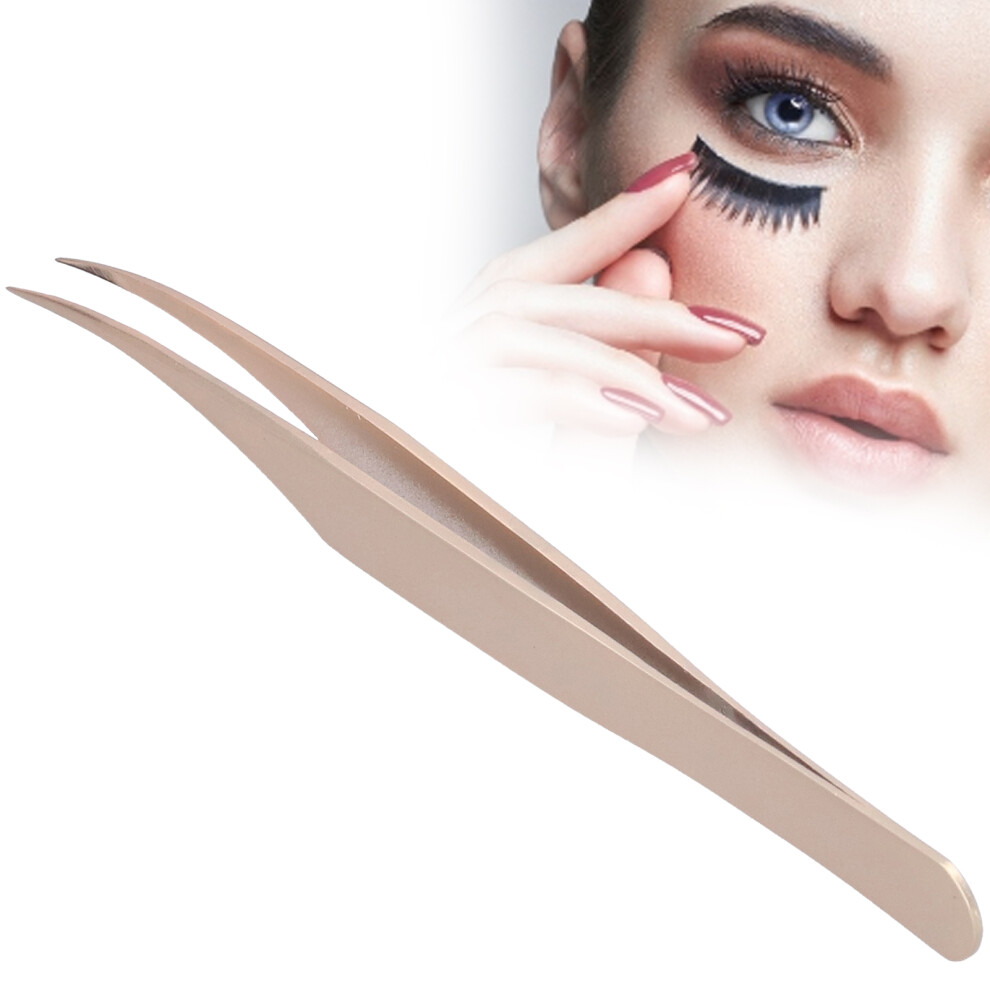 Gold False Eyelashes Grafting Tweezers Fine Tip Stainless Steel Eyelash Extension Tool Tweezers( Semicurved Tweezers )