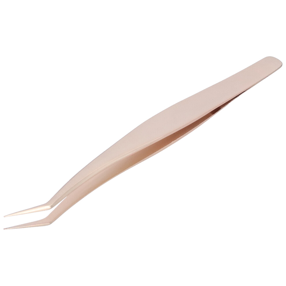 False Eyelashes Grafting Tweezers Fine Tip Stainless Steel Eyelash Extension Tool TweezersGold Curved Tweezers