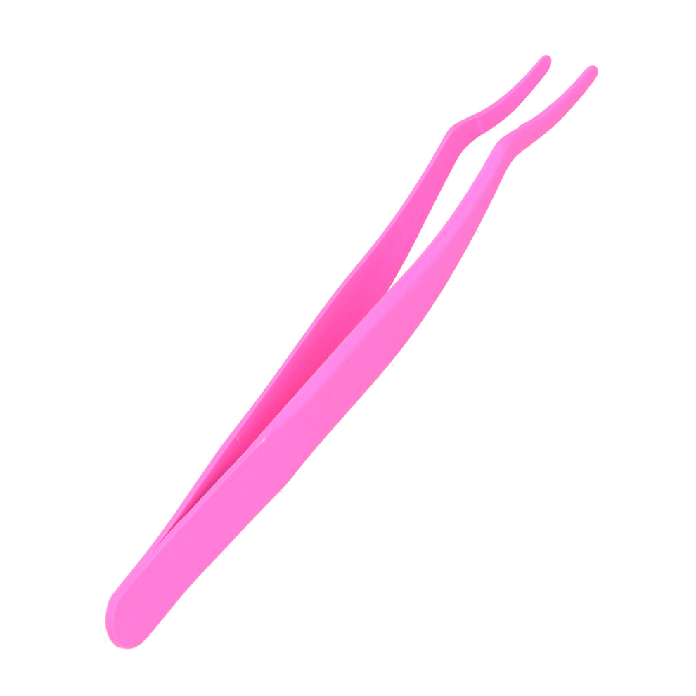 Pink Eyelashes Tweezer False Lash Application Curved Stainless Steel Eyelash Extension Auxiliary Clipfluorescent