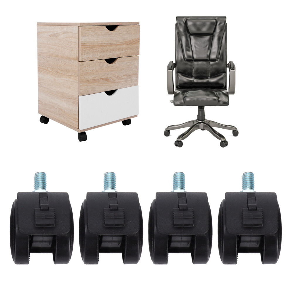 4Pcs Pu Casters With Brake 1.5In Universal Wheel For Cabinet Bookshelf Trolley Black 5071322942366