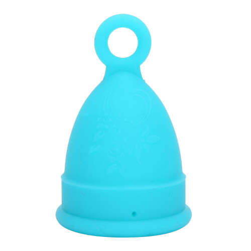 Blauer Silikon-Menstruationsbecher, wiederverwendbar, weich & elastisch, Größe L 1