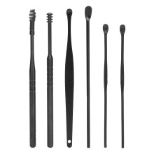 Ensemble de nettoyeurs de cire d'oreille en acier inoxydable en forme de U, noir