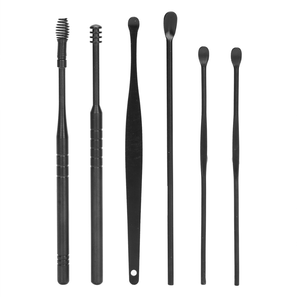 Portable Earwax Removal Cleaner Set U Shape Ear Spoon Spiral Ear Wax Cleaner Tools SetBlack