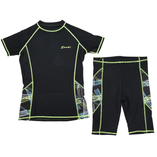 Ensemble de deux pièces pour homme : bord vert fluorescent 1