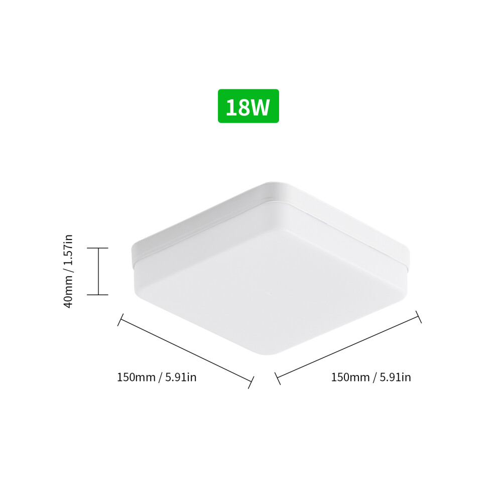 LEDs Ceiling Light Flush Mounting 18W Square Ceiling Lamp for Kitchen Bedroom Hallway (6500-7000K White Light)-image-OPC-PHW2JM7-NEW