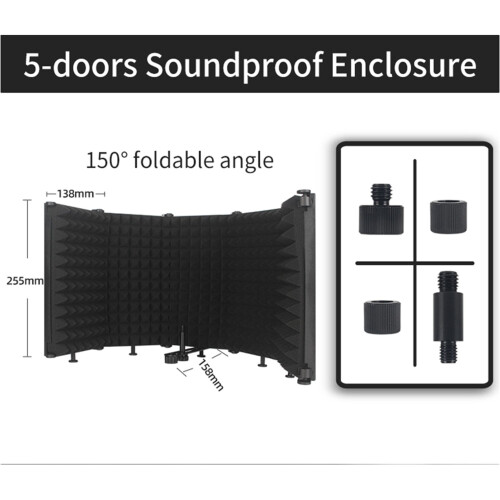 Foldable Adjustable Sound Absorbing Vocal Recording Panel Portable Isolation Microphone Shield Sound-proof Plate 1