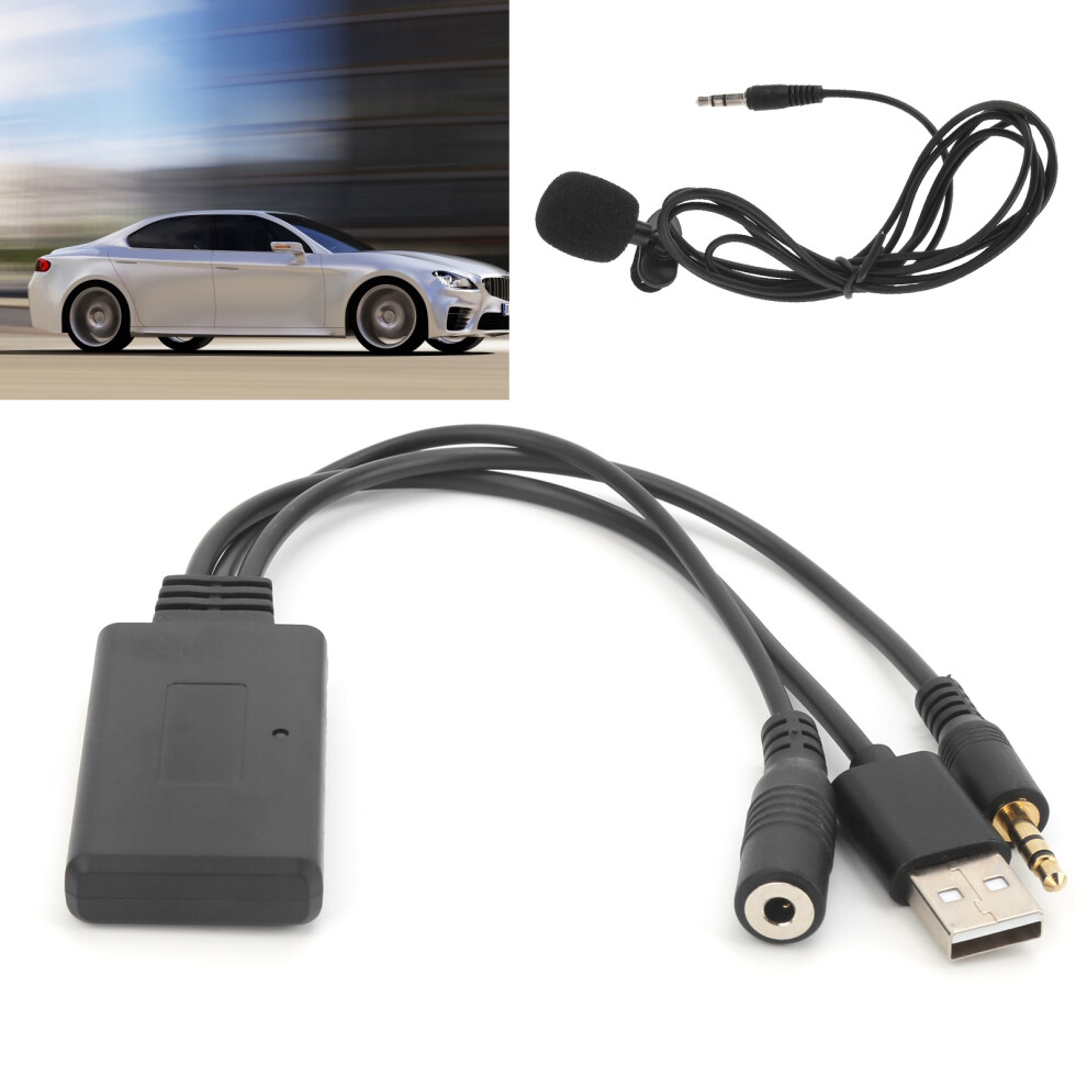 Universal Car Auxin Bluetooth Audio Wire Wireless Microphone Calls Handsfree Adapter 7681322972591