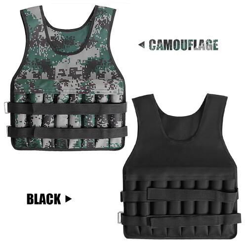 Gilet lesté réglable 20kg 55x44 cm Noir/Camouflage 1