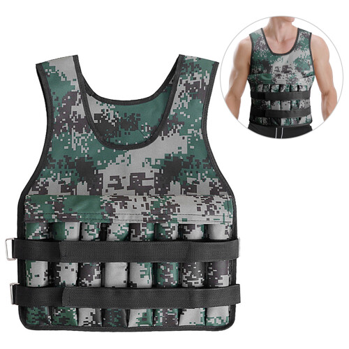 Gilet lesté réglable 20kg 55x44 cm Noir/Camouflage 2